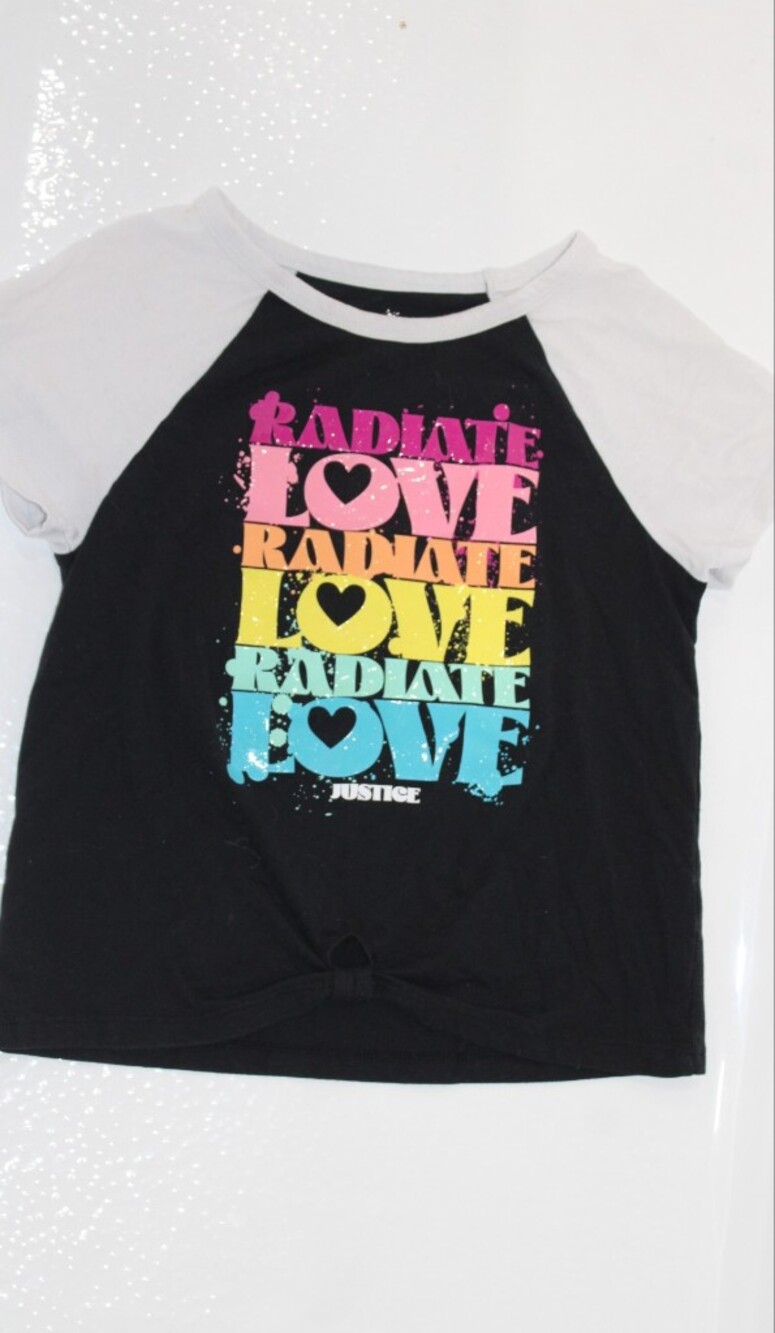 Justice Black Raglan 'Radiate Love' Rainbow Graphic Tee